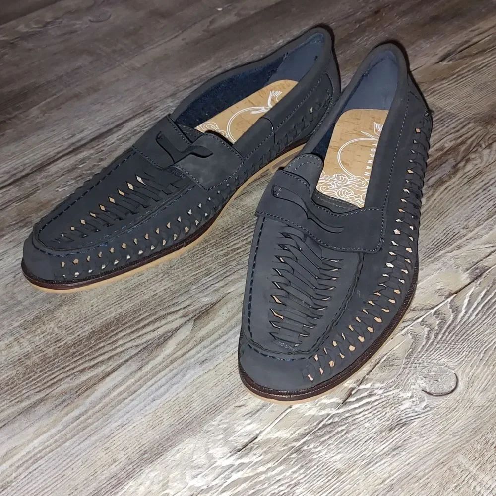 Topman navy weave morgan saddle loafers Sz 9 NWT